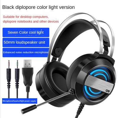 Nove slušalice za stolna računala Slušalice za uši Mikrofon USB Žičani Za stolno računalo Prijenosno računalo s USB svjetlom LED Naglavne slušalice za igrice