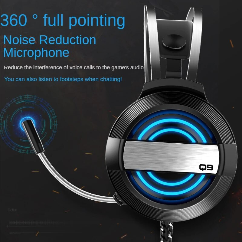 Nove slušalice za stolna računala Slušalice za uši Mikrofon USB Žičani Za stolno računalo Prijenosno računalo s USB svjetlom LED Naglavne slušalice za igrice