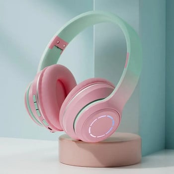 Αναδιπλούμενα ακουστικά Bluetooth 5.2 Macaron φωτεινή κλίση χρώματος σχεδίαση μουσικής Ακουστικά ασύρματα ακουστικά παιχνιδιών για υπολογιστή