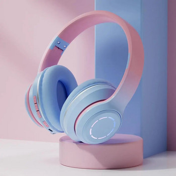 Αναδιπλούμενα ακουστικά Bluetooth 5.2 Macaron φωτεινή κλίση χρώματος σχεδίαση μουσικής Ακουστικά ασύρματα ακουστικά παιχνιδιών για υπολογιστή
