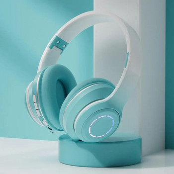 Αναδιπλούμενα ακουστικά Bluetooth 5.2 Macaron φωτεινή κλίση χρώματος σχεδίαση μουσικής Ακουστικά ασύρματα ακουστικά παιχνιδιών για υπολογιστή