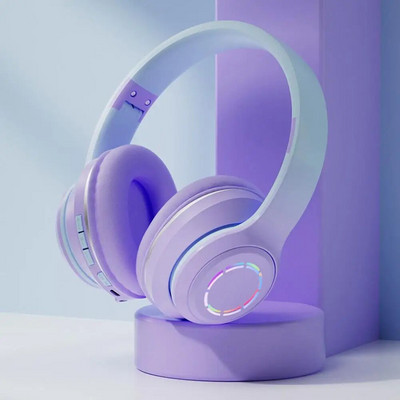 Sklopive Bluetooth 5.2 slušalice Macaron Luminous Gradient Color Design Glazbene slušalice Bežične slušalice za igrice za računalo