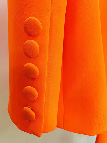 ΥΨΗΛΗΣ ΠΟΙΟΤΗΤΑΣ New Fashion 2023 Σετ Κοστούμι Σχεδιαστή Γυναικείο Σετ Παντελόνι Μολύβι Blazer με διπλό στήθος Slim Εφαρμογή 2τμχ