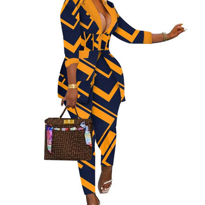 Seksi dvodijelno odijelo za žene Komplet sakoa i hlača Print dugih rukava Kaputi i hlače Ulična odjeća Ženska jesen zima 2023.