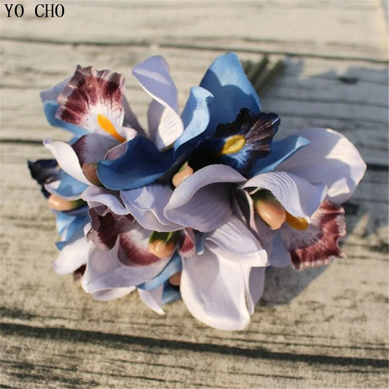 7 glava vjenčani ukras mariage orhideja umjetni cvijet ukrasni svileni voilet svadbeni buket pribor za uređenje doma
