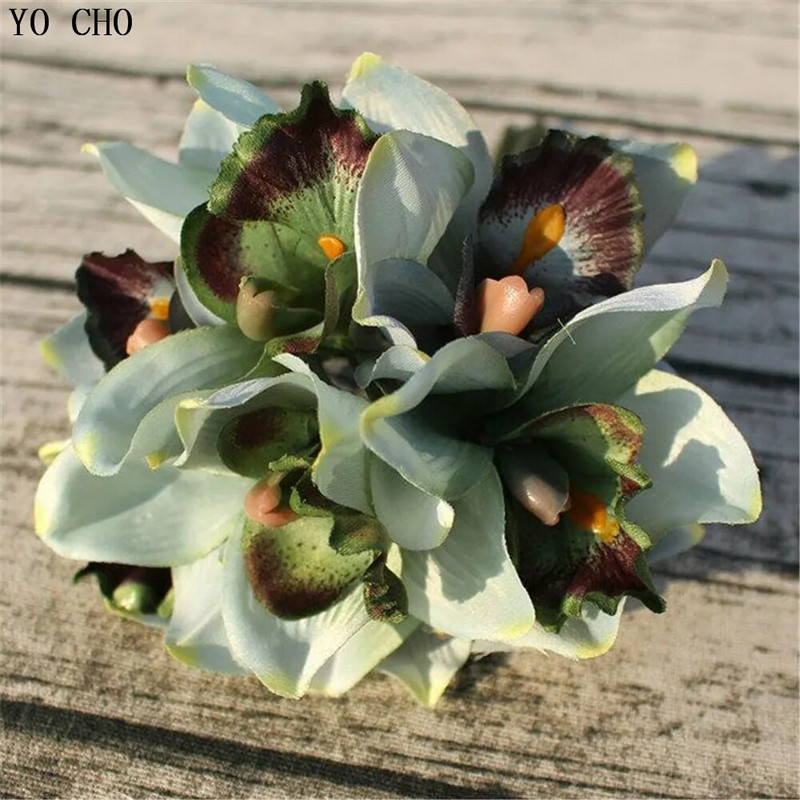 7 glava vjenčani ukras mariage orhideja umjetni cvijet ukrasni svileni voilet svadbeni buket pribor za uređenje doma