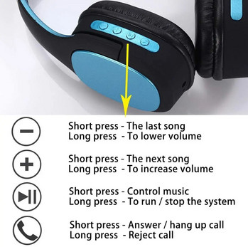 Безжични слушалки с микрофон, сгъваеми Bluetooth слушалки с 3,5 мм аудио жак за компютър/iPhone/Android смартфони компютри