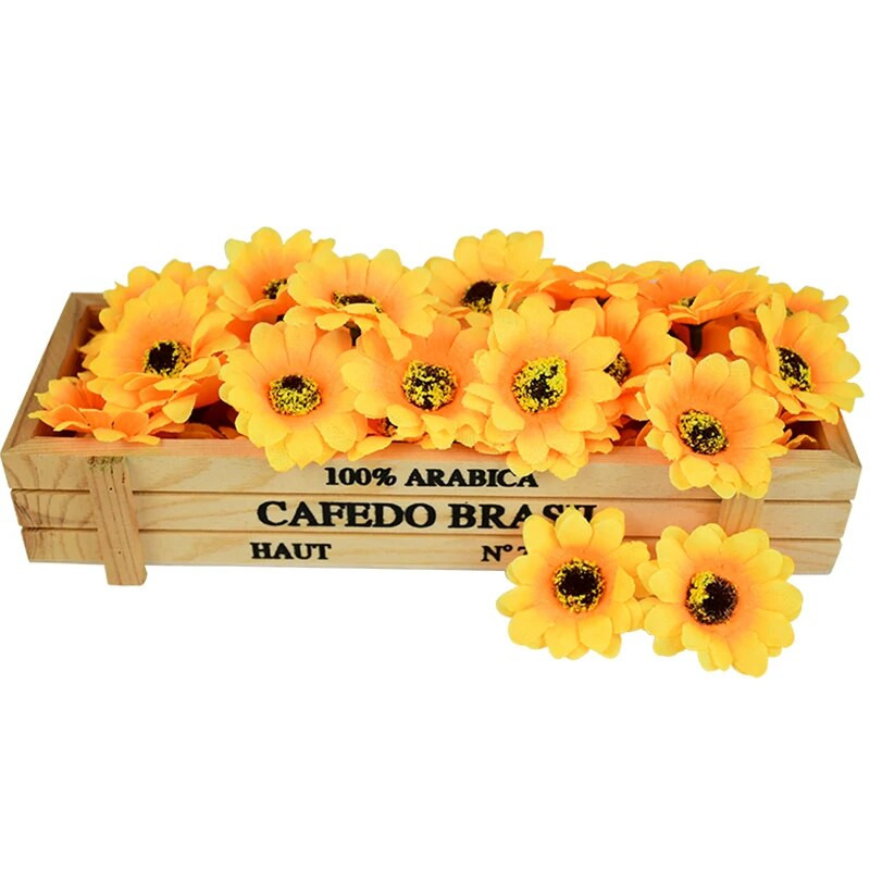 100 tk 4,5 cm mini siidist päevalille kunstlilled pea pulmapeoks Kodukaunistamine DIY pärg Scrapbooking võltslilled