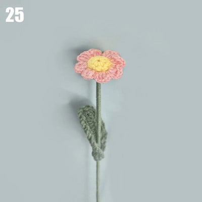 Flori artificiale tricotate, finisate, flori tesute manual, simulare, fire de flori, croșetat, trandafir, floarea soarelui, margarete, decor de nunta