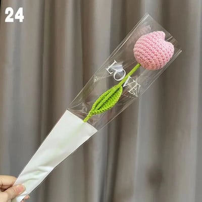 Flori artificiale tricotate, finisate, flori tesute manual, simulare, fire de flori, croșetat, trandafir, floarea soarelui, margarete, decor de nunta