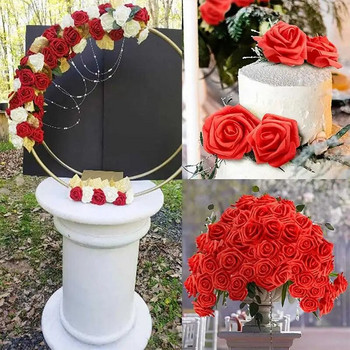 ​100/50 τεμ. Κόκκινος αφρός Fake Rose Heads 7cm Τεχνητά λουλούδια για DIY Γαμήλια Μπουκέτα Διακόσμηση για το πάρτι του Αγίου Βαλεντίνου