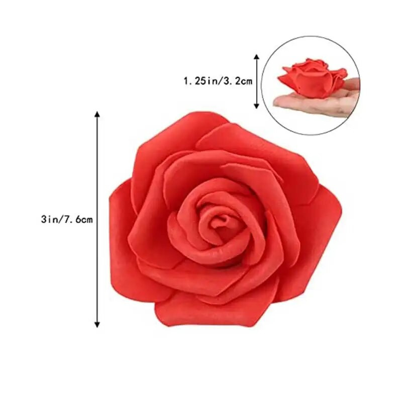 ​100/50 db vörös hab hamis rózsafejek 7 cm-es művirágok barkácsolás esküvői csokrokhoz Valentin napi parti dekorációhoz