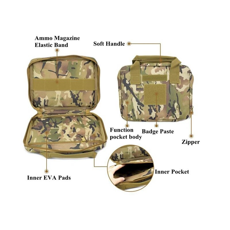 25X20CM torba za nošenje pištolja s pištoljem s remenčićem za torbicu za spremnik Airsoft futrola za lovačko oružje, prijenosna torba za nošenje pištolja