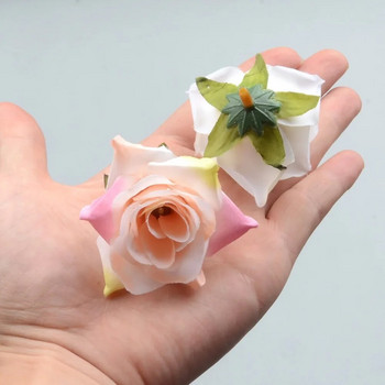 50 ΤΕΜ/5 εκ. Μπουμπούκι λευκό τριαντάφυλλο Τεχνητά λουλούδια από μετάξι Κεφάλι για Δώρο Δώρο στεφάνι γάμου για το σπίτι Scrapbooking Ψεύτικα λουλούδια