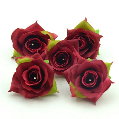 50 DB/5 cm fehér rózsa bimbó műselyem virágok, fejek otthonra esküvői party dekoráció koszorú, ajándék Scrapbooking hamis virágok