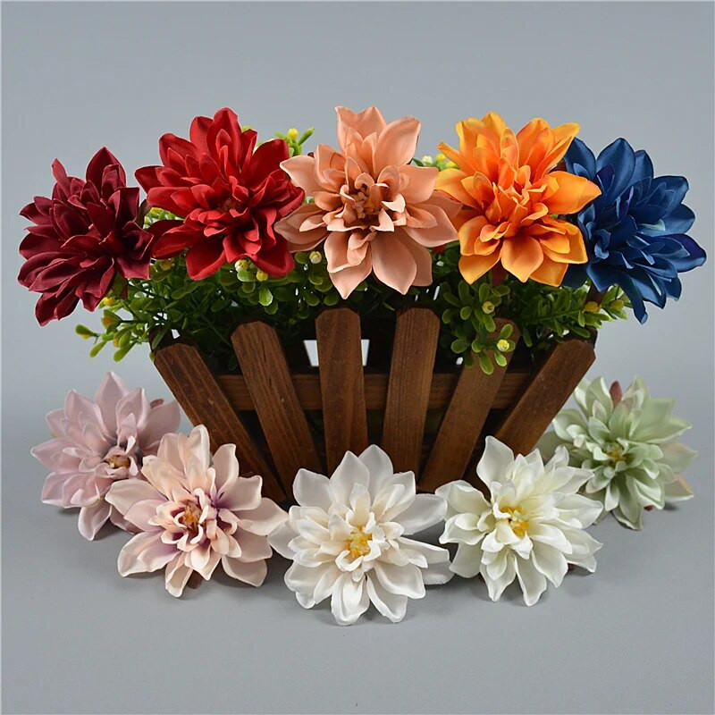 5 vnt. 8 cm 10 spalvų šilko epifilo dirbtinių gėlių galvutės „pasidaryk pats“ nuotakos puokštė galvos apdangalai, gėlių, vestuvių dekoravimo reikmenys