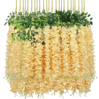 110cm Wisteria kunstlill rippuv vanik viinapuu võltslill luuderohi leht siidlilled koduaed pulmakaunistus lilled