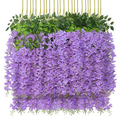 110cm Wisteria kunstlill rippuv vanik viinapuu võltslill luuderohi leht siidlilled koduaed pulmakaunistus lilled
