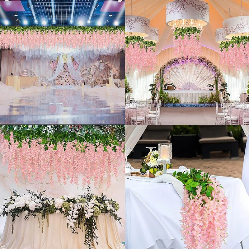 110cm Wisteria kunstlill rippuv vanik viinapuu võltslill luuderohi leht siidlilled koduaed pulmakaunistus lilled