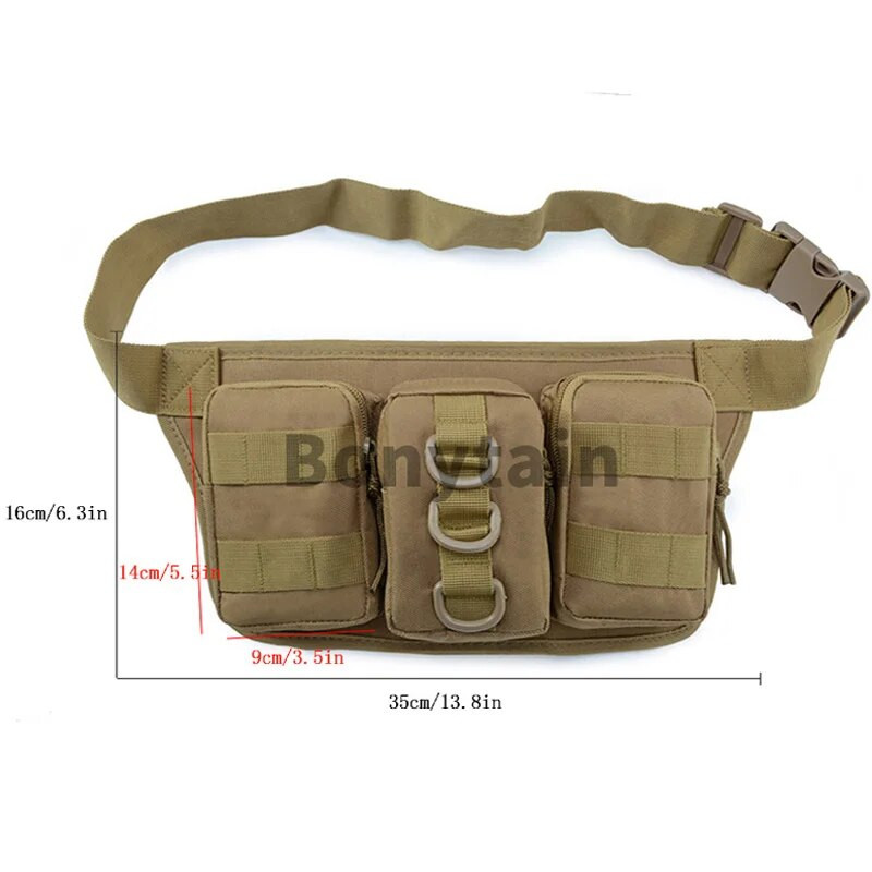 Taktička vodootporna muška torbica oko struka, vojna torbica s tri džepa na otvorenom EDC Molle torbica za lov, kampiranje, planinarenje, torba za telefon oko struka, muškarci