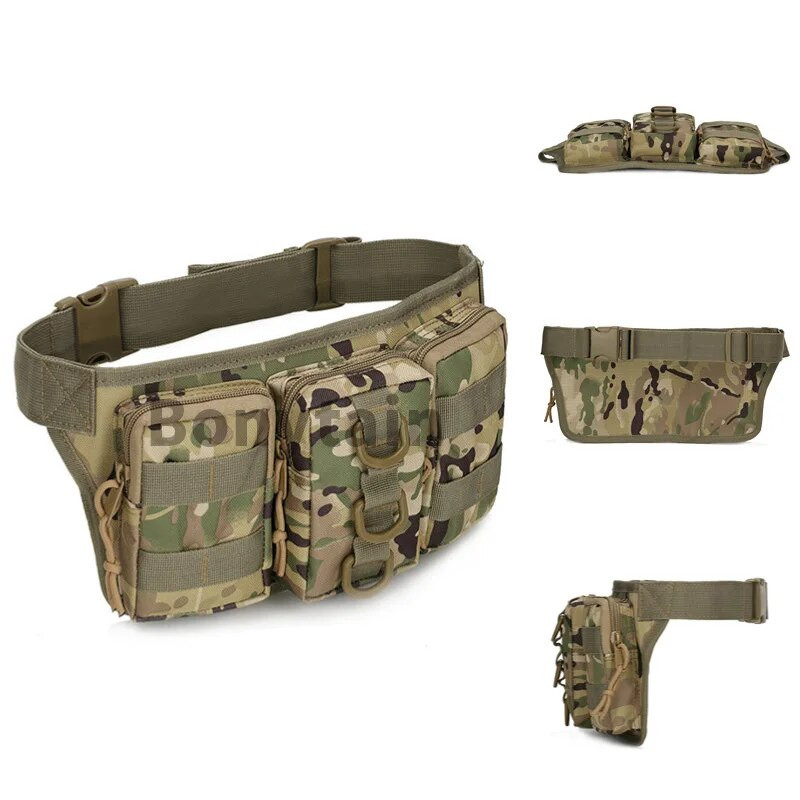 Taktička vodootporna muška torbica oko struka, vojna torbica s tri džepa na otvorenom EDC Molle torbica za lov, kampiranje, planinarenje, torba za telefon oko struka, muškarci