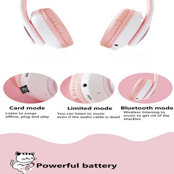 Bluetooth Котешки уши Слушалки Слушалки за игри LED Безжични слушалки С микрофон Стерео музика Спорт Компютър Телефон Универсален