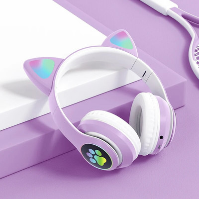 Bluetooth Cat Ears Ακουστικά Gaming Ακουστικά LED Ασύρματα ακουστικά με μικρόφωνο Στερεοφωνικό Μουσική Αθλητισμός Υπολογιστής Τηλέφωνο Universal