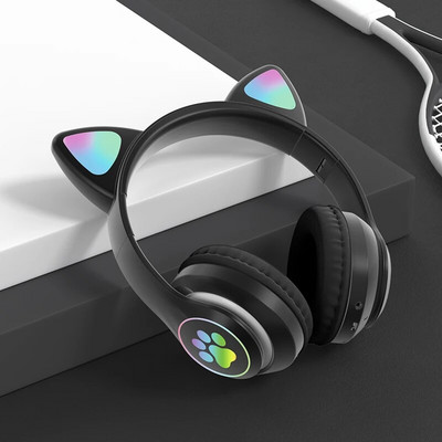 Bluetooth Cat Ausis Austiņas Spēļu Austiņas LED Bezvadu Austiņas Ar Mikrofonu Stereo Mūzika Sports Datortelefons Universāls