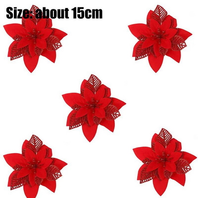 5 tk Jõulutähte särav jõulutähe lill Kunstlilled DIY vanikud jõulupuu kaunistused pulmapeo uusaasta kaunistused