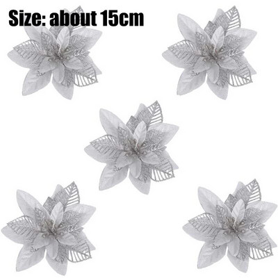 5 tk Jõulutähte särav jõulutähe lill Kunstlilled DIY vanikud jõulupuu kaunistused pulmapeo uusaasta kaunistused