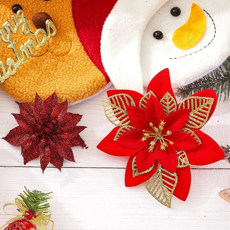 5 tk Jõulutähte särav jõulutähe lill Kunstlilled DIY vanikud jõulupuu kaunistused pulmapeo uusaasta kaunistused