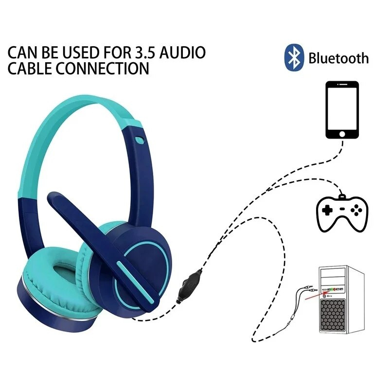 AKZ-K25 Bezvadu Bluetooth 5.0 austiņas ar mikrofonu Stereo Mūzika Regulējamas Virs galvas austiņas Game Datoraustiņas bērniem