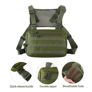 Тактическа чанта за гърди Военна бойна жилетка Преден пакет Открит Molle EDC чанта Раница с цип с подвижна презрамка за лов, къмпинг