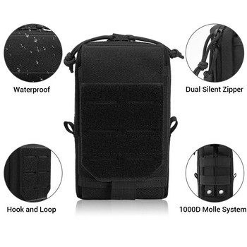1000D Tactical Molle Phone Pouch Military EDC Fanny Pack Belt Waist Bag Vest Pack Портмоне Калъф за мобилен телефон Чанта за лов на открито