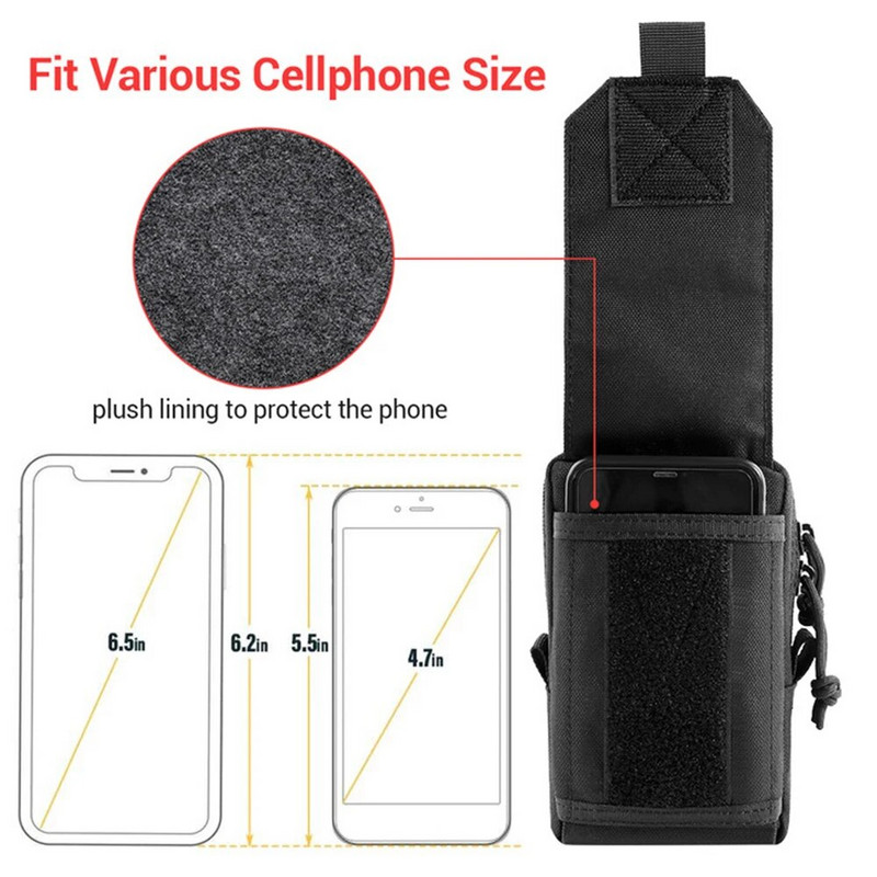 1000D Tactical Molle telefonikott sõjaline EDC Fanny Pack vöökott Vesti pakk rahakott Mobiiltelefoni ümbris välitingimustes jahikott