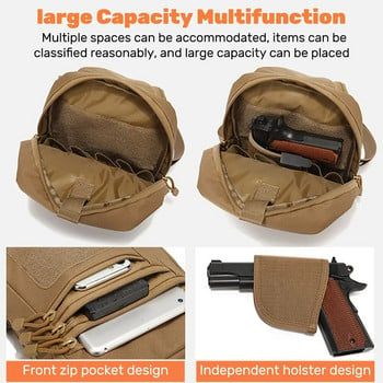Тактическа чанта през рамо Военен скрит кобур за пистолет, чанта за носене на пистолет Чанта за държач за пистолет за къмпинг на открито, лов, EDC пакет