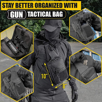 Тактическа чанта през рамо Военен скрит кобур за пистолет, чанта за носене на пистолет Чанта за държач за пистолет за къмпинг на открито, лов, EDC пакет