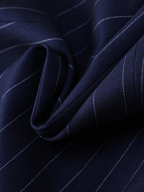 Modni S-8XL uredski ženski svečani komplet s hlačama Ženska plava prugasta ženska poslovna radna odjeća 2-dijelni sako i hlače