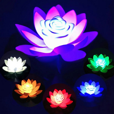 18/28cm Floare de Lotus Falsă LED Piscină Grădină Iaz Lampă Florală Plutitoare Micro Floare Peisaj Plutitoare Plantă de Lotus Falsă