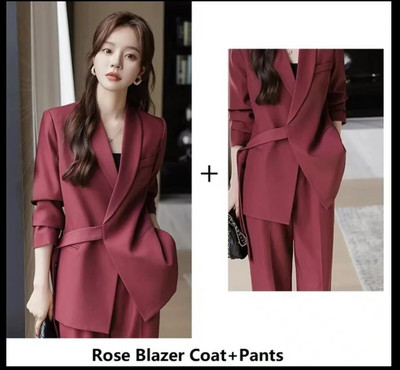 Visokokvalitetna tkanina Svečana ženska poslovna odijela s hlačama i jaknama Kaput Profesionalna ženska odijela s hlačama Sakoi Komplet hlača