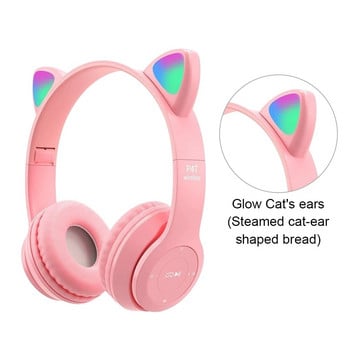 P47M Ακουστικά Bluetooth ασύρματα ακουστικά Cat Ear Girl Headset Gamer για υπολογιστή TWS Music Earbuds Ακουστικά με μικρόφωνο Handfree