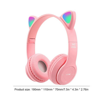 P47M Ακουστικά Bluetooth ασύρματα ακουστικά Cat Ear Girl Headset Gamer για υπολογιστή TWS Music Earbuds Ακουστικά με μικρόφωνο Handfree