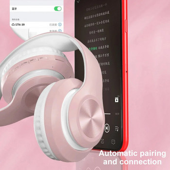 Παιδικά ασύρματα ακουστικά με μικρόφωνο, Pink girls Phone κράνος παιχνιδιών, Gamer Music Ακουστικά Bluetooth για Παιδιά Lady, Δώρο