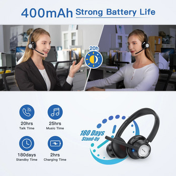 Нови безжични слушалки Bee BH58 V5.0 Bluetooth слушалки 25 часа игра с микрофон Сгъваеми леки слушалки за телефони Лаптоп