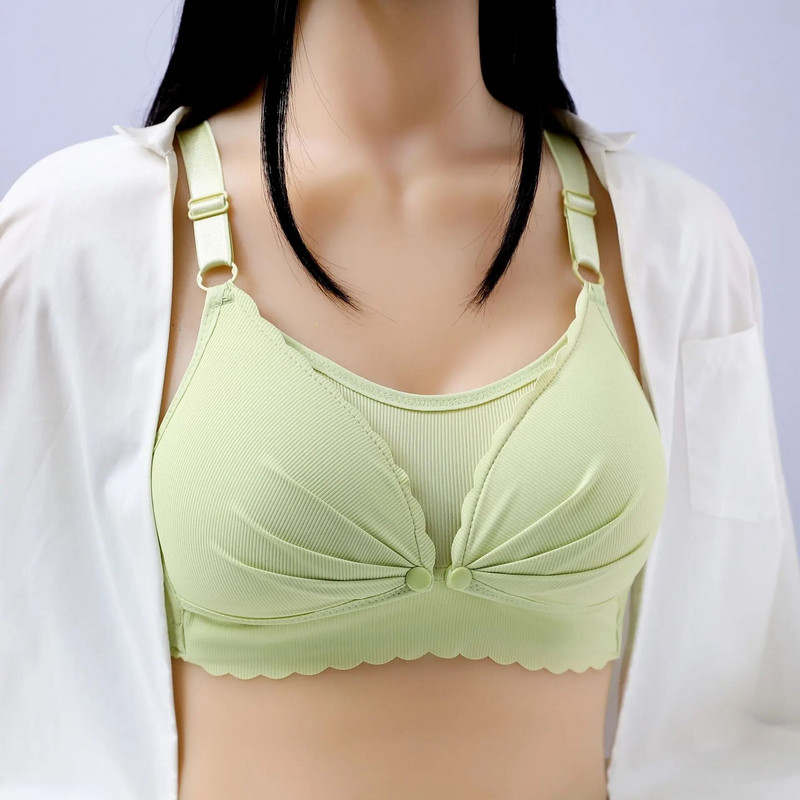 Barošanas krūšturis ar atvērtu sprādzi bez tērauda gredzena divslāņu bezšuvju pēcdzemdību krūštura apakšveļa ar noņemamu elpojošu krūšu daļu