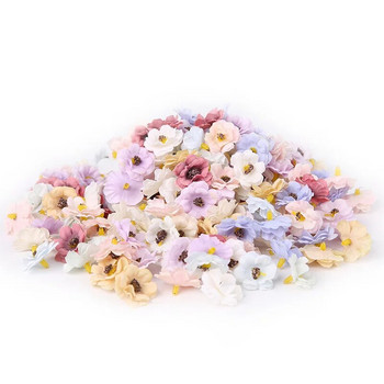 50 τμχ Πολύχρωμα τεχνητά λουλούδια για διακόσμηση σπιτιού γάμου Χριστουγεννιάτικο στεφάνι Scrapbooking DIY Δώρα Κουτί Mini Silk Daisy Heads