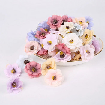 50 τμχ Πολύχρωμα τεχνητά λουλούδια για διακόσμηση σπιτιού γάμου Χριστουγεννιάτικο στεφάνι Scrapbooking DIY Δώρα Κουτί Mini Silk Daisy Heads