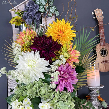 SunMade Luxury Large Real Touch Dahlia Hand Feel Τεχνητά λουλούδια Διακόσμηση γάμου σπιτιού Διακόσμηση σαλονιού Flores Artificales