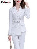 Fotvotee Modni svečani odijela s hlačama Ženska nova korejska moda 2023. Sako s dvostrukim kopčanjem Hlače s olovkom Uredski ženski komplet od 2 komada