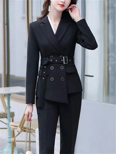Fotvotee Modni svečani odijela s hlačama Ženska nova korejska moda 2023. Sako s dvostrukim kopčanjem Hlače s olovkom Uredski ženski komplet od 2 komada